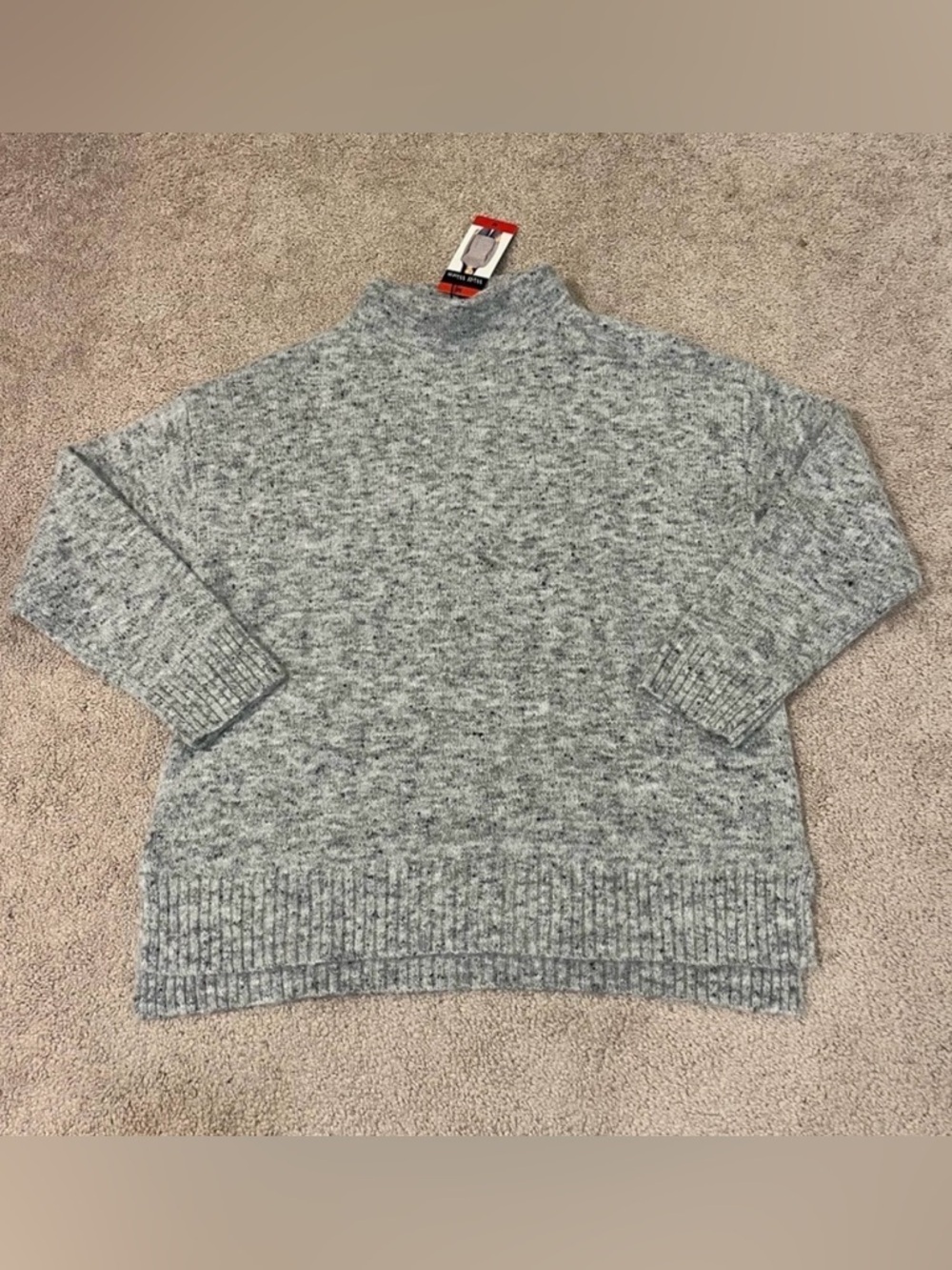 Well Worn Mock Neck High-Low Hem Sweater